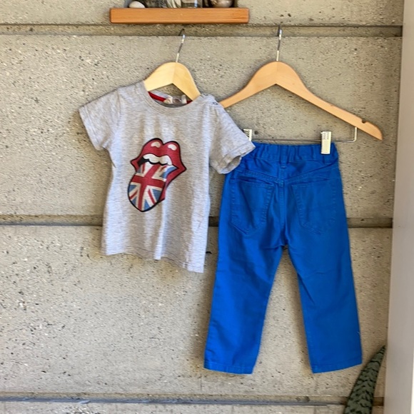 H&M 1.5-2y “Rolling Stones” Outfit (tee and pants) - Picture 1 of 11